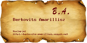 Berkovits Amarillisz névjegykártya